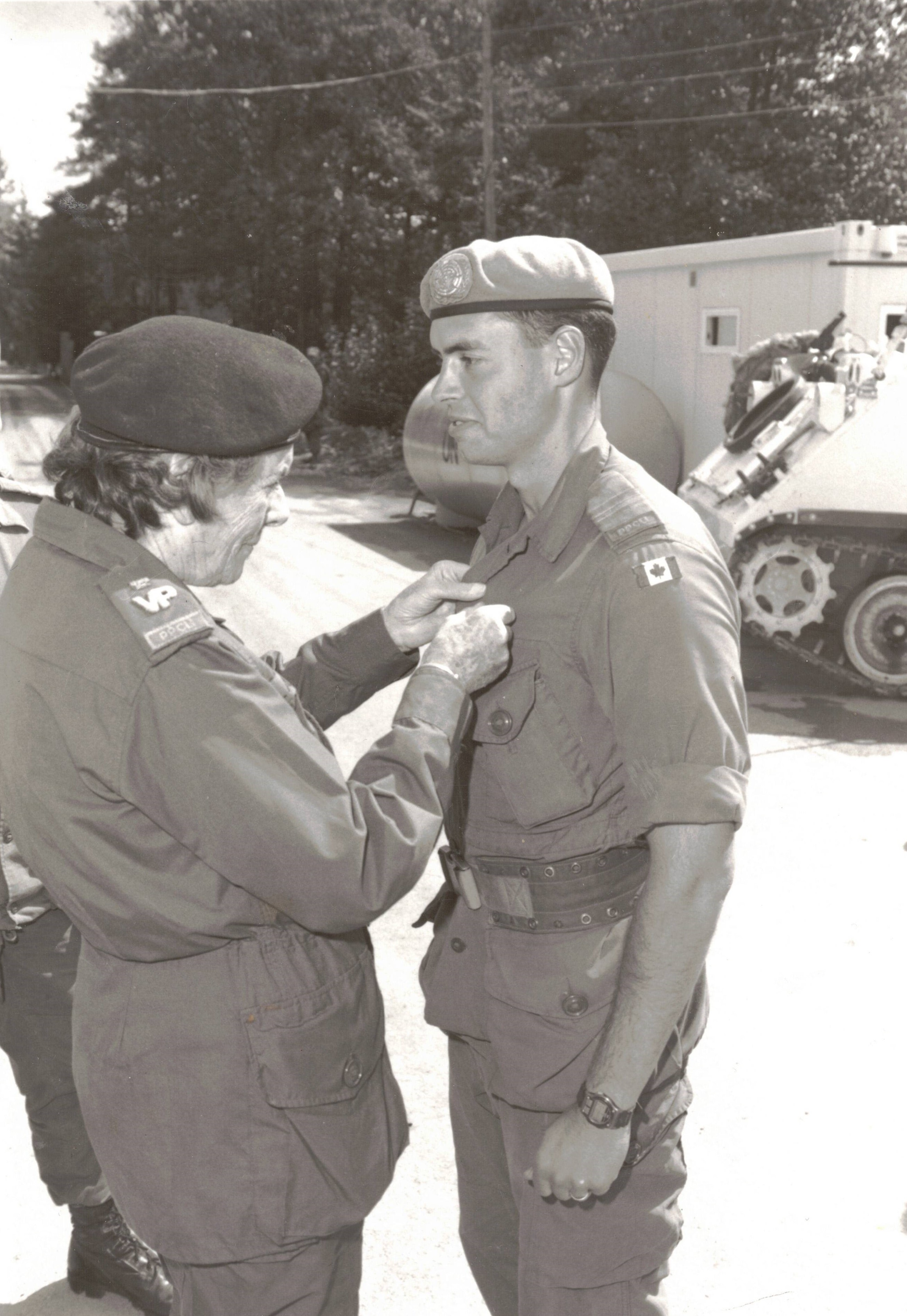 Lady Patricia presents the UNPROFOR medal to Bryan, September 1993, Sveti Rok.