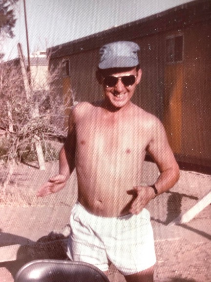 Enjoying the sun after work, 1976.