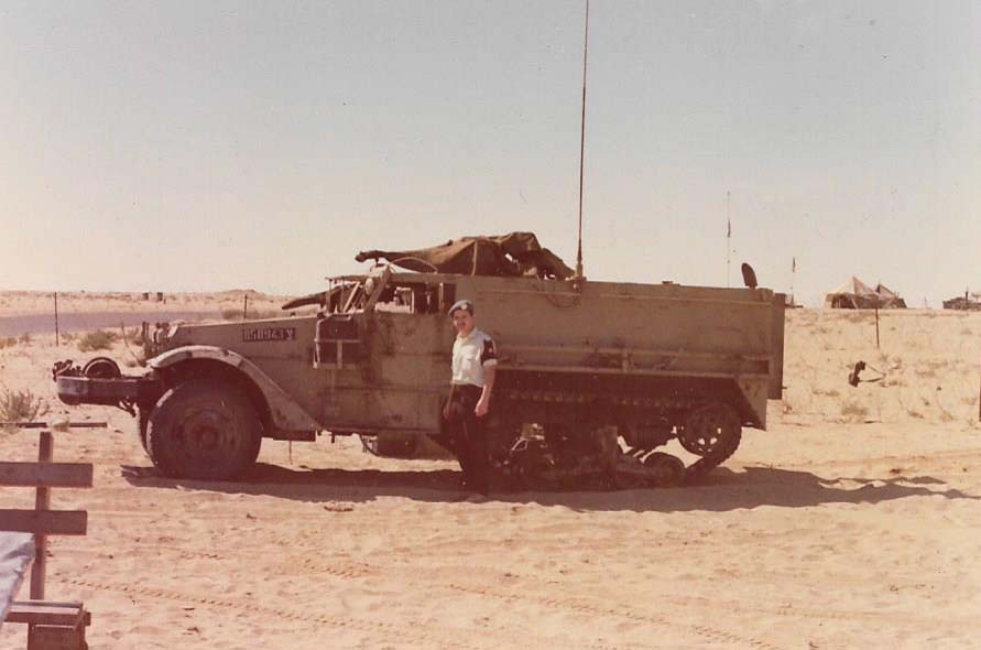 The Israeli Officer in charge of the outpost told us that we could take as many pictures as we wanted, but only toward the UN buffer zone and Egypt. I found a fully operational Israeli Halftrack, so I set up the camera for the shot. 